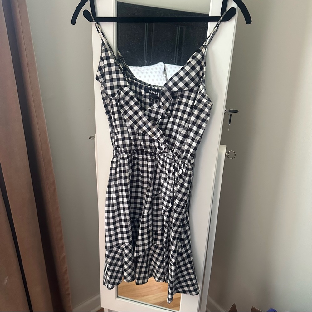 Express Black and White Gingham Mini Dress